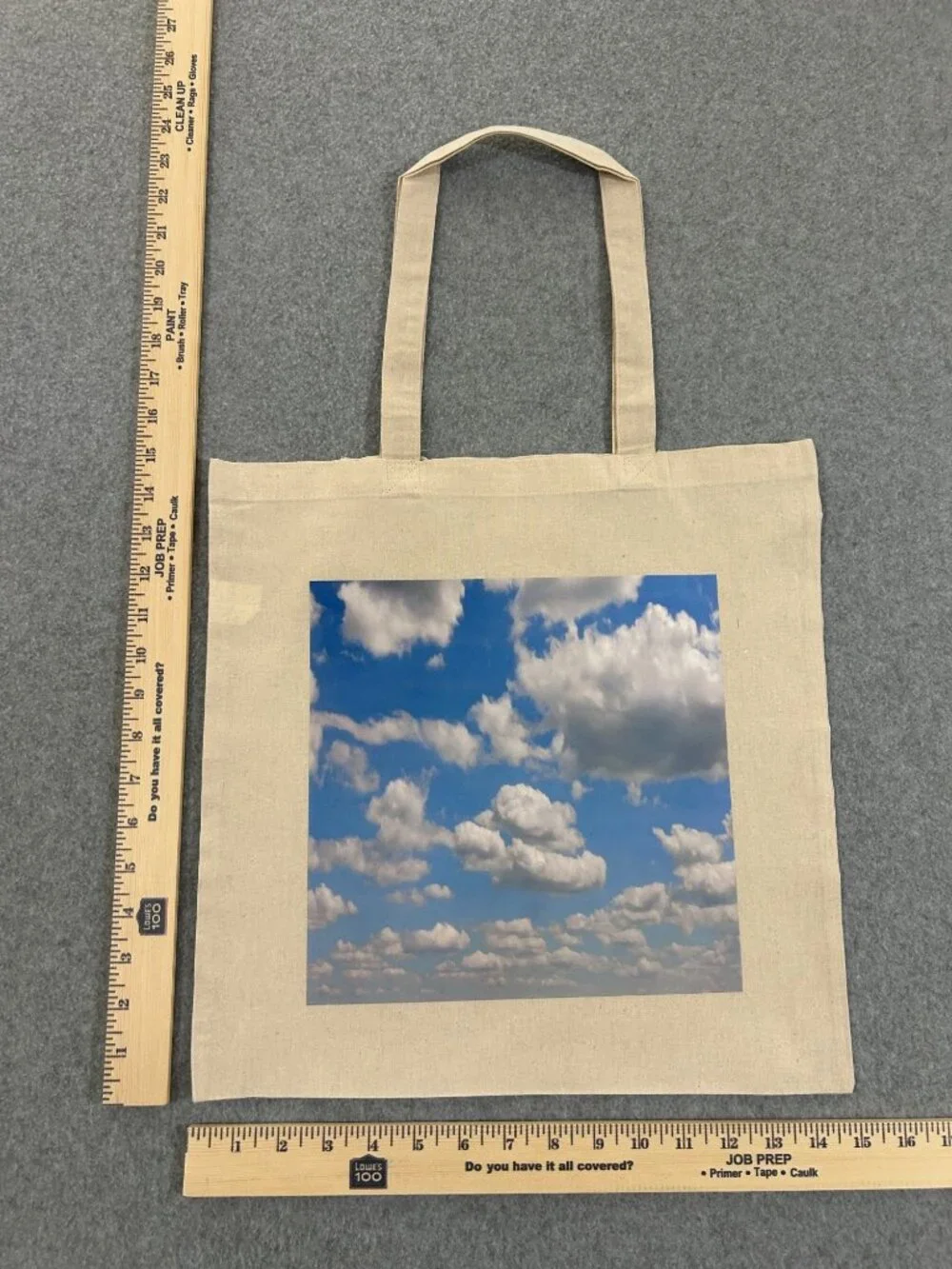Sky Cloud Graphic Eco-Friendly Reusable Natural Cotton Shopping Tote Bag Blue